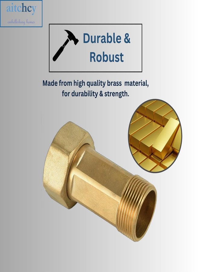 Aitchcy Water Meter Coupling 1/2" Male x 3/4" Female | Meter Tailpiece | Valve to Water Meter Joint | Brass Joint for Water Meter Connection | NPT Coupling | Brass Meter Tailpiece - Image 2